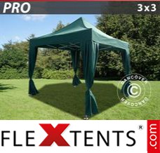 Market tent PRO 3x3 m Green, incl. 4 decorative curtains