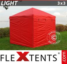 Market tent Light 3x3 m Red, incl. 4 sidewalls