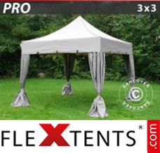 Market tent PRO "Peaked" 3x3 m Latte, incl. 4 decorative curtains