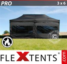 Market tent PRO 3x6 m Black, Flame retardant, incl. 6 sidewalls
