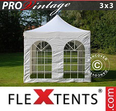 Market tent PRO Vintage Style 3x3 m White, incl. 4 sidewalls