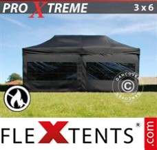 Market tent Xtreme 3x6 m Black, Flame retardant incl. 6 sidewalls