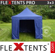 Market tent PRO 3x3 m Dark blue, incl. 4 sidewalls