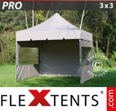 Market tent PRO "Peaked" 3x3 m Latte, incl. 4 sidewalls