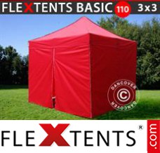 Market tent Basic 110, 3x3 m Red, incl. 4 sidewalls