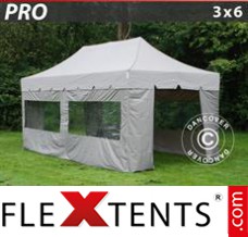 Market tent PRO "Peaked" 3x6 m Latte, incl. 6 sidewalls