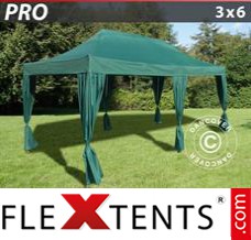 Market tent PRO 3x6 m Green, incl. 6 decorative curtains