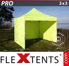 Market tent PRO 3x3 m Neon yellow/green, incl. 4 sidewalls