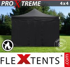 Market tent Xtreme 4x4 m Black, Flame retardant, incl. 4 sidewalls