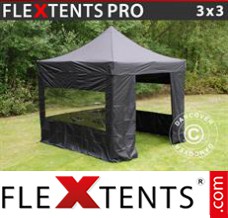 Market tent PRO 3x3 m Black, incl. 4 sidewalls