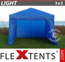 Market tent Light 3x3 m Blue, incl. 4 sidewalls