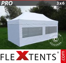 Market tent PRO "Peaked" 3x6 m White, incl. 6 sidewalls