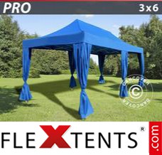 Market tent PRO 3x6 m Blue, incl. 6 decorative curtains