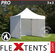 Market tent PRO 3x3 m White, Flame retardant, incl. 4 sidewalls
