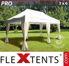 Market tent PRO "Wave" 3x6 m White, incl. 6 decorative curtains