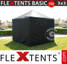 Market tent Basic 110, 3x3 m Black, incl. 4 sidewalls