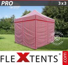 Market tent PRO 3x3 m striped, incl. 4 sidewalls