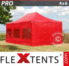 Market tent PRO 4x6 m Red, incl. 8 sidewalls