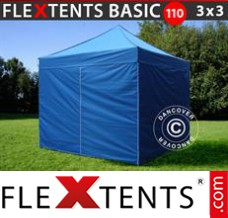 Market tent Basic 110, 3x3 m Blue, incl. 4 sidewalls