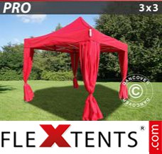 Market tent PRO 3x3 m Red, incl. 4 decorative curtains