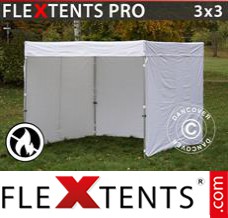 Market tent PRO Exhibition w/sidewalls, 3x3 m, White, Flame...