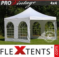 Market tent PRO Vintage Style 4x4 m White, incl. 4 sidewalls