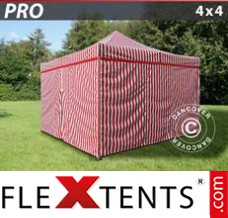 Market tent PRO 4x4 m striped, incl. 4 sidewalls