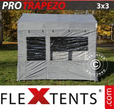 Market tent PRO Trapezo 3x3m Grey, incl. 4 sidewalls