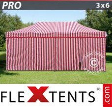 Market tent PRO 3x6 m striped, incl. 6 sidewalls