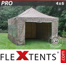 Market tent PRO 4x6 m Camouflage/Military, incl. 8 sidewalls