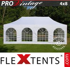Market tent PRO Vintage Style 4x8 m White, incl. 6 sidewalls
