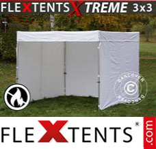 Market tent Xtreme Exhibition w/sidewalls, 3x3 m, White, Flame...