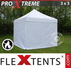 Market tent Xtreme 3x3 m White, Flame retardant, incl. 4 sidewalls