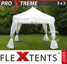 Market tent Xtreme "Wave" 3x3m White, incl. 4 decorative curtains