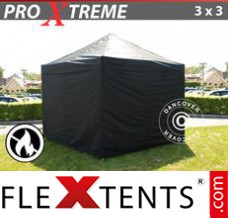 Market tent Xtreme 3x3 m Black, Flame retardant, incl. 4 sidewalls