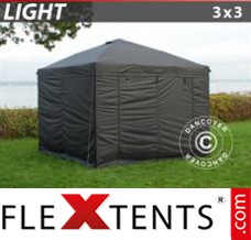 Market tent Light 3x3 m Black, incl. 4 sidewalls