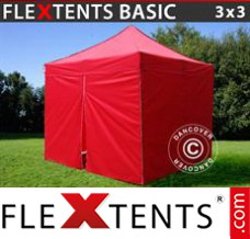 Market tent Basic, 3x3 m Red, incl. 4 sidewalls