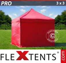 Market tent PRO 3x3 m Red, incl. 4 sidewalls