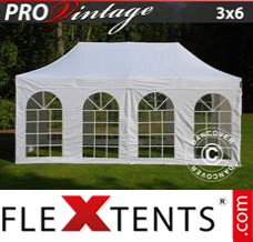 Market tent PRO Vintage Style 3x6 m White, incl. 6 sidewalls