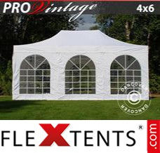 Market tent PRO Vintage Style 4x6 m White, incl. 8 sidewalls