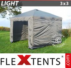 Market tent Light 3x3 m Grey, incl. 4 sidewalls