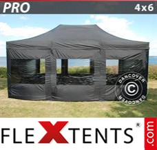 Market tent PRO 4x6 m Black, incl. 8 sidewalls