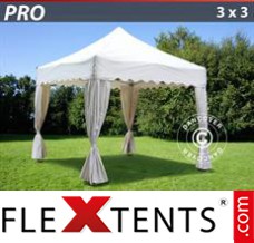 Market tent PRO "Wave" 3x3 m White, inkl. 4 decorative curtains