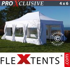 Market tent PRO 4x6 m White, incl. 8 sidewalls & decorative...
