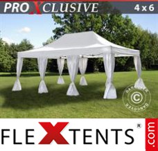 Market tent PRO 4x6 m White, incl. 8 decorative curtains