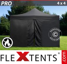 Market tent PRO 4x4 m Black, Flame retardant, incl. 4 sidewalls